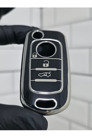 Fiat Egea Uyumlu Nano Anahtar Kılıfı Siyah Gümüş