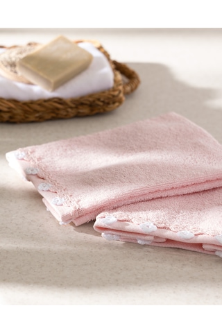 Jeanne Kroşeli 2'li %100 Pamuk El Havlusu - Pudra - 30x40 Cm 8684427204597 Pudra