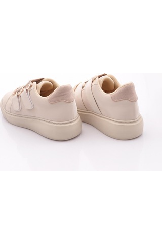 Dgn B1005 Kadin Aksesuarli Kemer Detayli Sneakers Ayakkabi Bej İpek