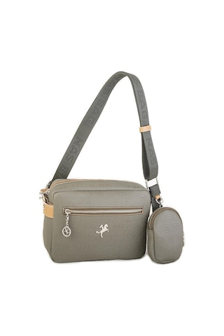 Nas Bag Kadın Çapraz Çanta Mini Cüzdanlı Ayarlanabilir Askılı Yeşil Camel Gofraj Yeşil