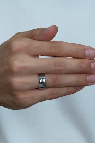 Unisex 8mm Geniş Bombeli Çelik Alyans Yüzük Cl19 001