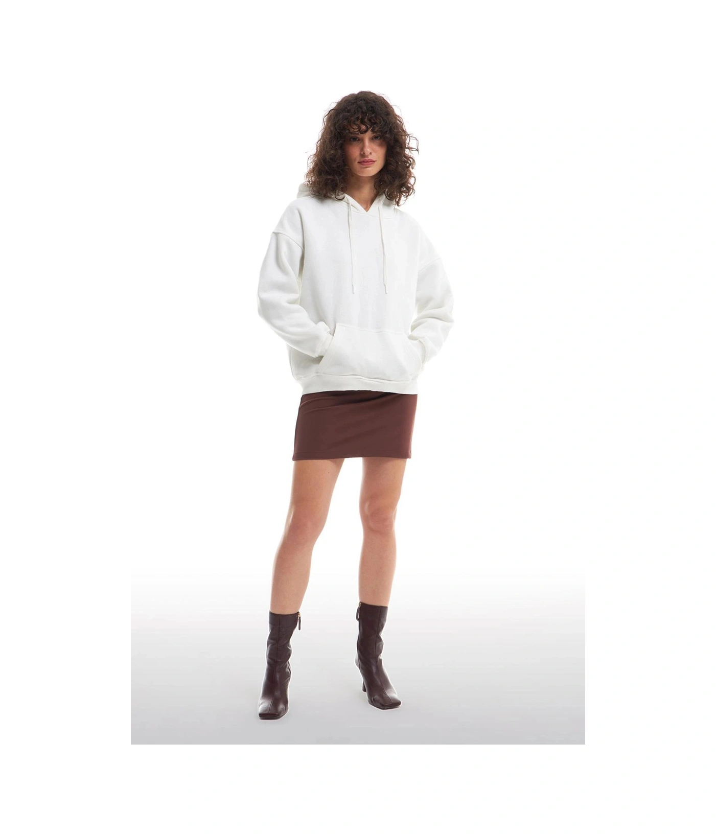 Olla Collection Kanguru Cepli Sweatshirt Ekru