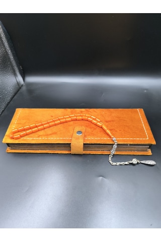 Osmanlı Benzetme Çubuk Sıkma Tesbih Turuncu, 10x7 Mm Gümüş