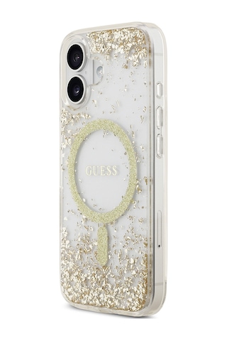 Apple Uyumlu iPhone 17 Kılıf Guess Lisanslı M-safe Özellikli Transparan Resin Bottom Kapak Gold Gold