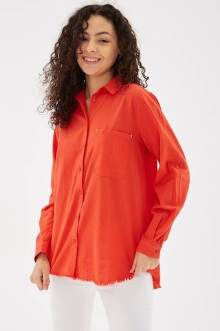 Fashion Friends Etek Ucu Püsküllü Kadın Gömlek 25y0390k1 Kırmızı