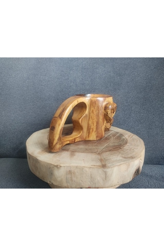 Kuksa Ceviz Ağacı Kalp Kabartmalı 190 Ml Çok Renkli