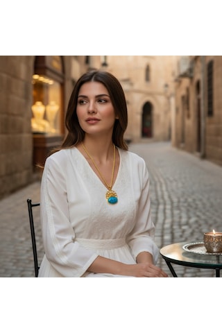 Firuze Gözyaşı Kolyesi Mavi
