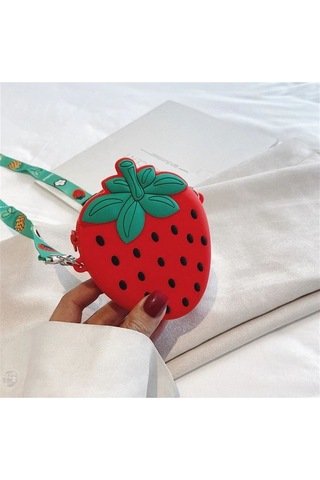 Fastbuy Çilek Figür Omuz Askılı Çanta, Çok Renk Seçenekli Açık Bej