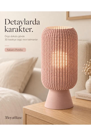 Modern Dekoratif Masa Lambası Salon Ve Yatak Odası İçin Abajur, 10 Renk Seçeneği, E14 Led Uyumlu Açık Pembe
