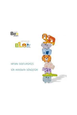 Bee Smart Montessori Hayvanlar Blok Denge Oyunu - Doğal Ahşap Eğitici Oyuncak 2+