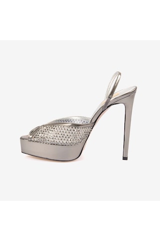Hawen Angels Kadın Fileli 14cm Uzun Topuklu Gece & Abiye Ayakkabı 9081 Gri