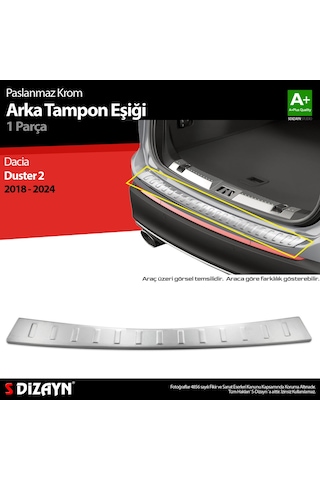S-dizayn Dacia Duster Krom Arka Tampon Eşiği 2018-2023