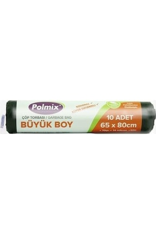 Polmix Standart Büyük Boy Çöp Poşeti Siyah 5 x 10'lu 65 x 80 CM