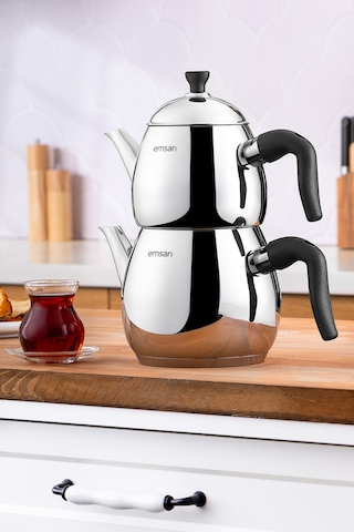 Emsan Duru Midi Çaydanlık Takımı Siyah 1.0 - 2.0 Lt Siyah