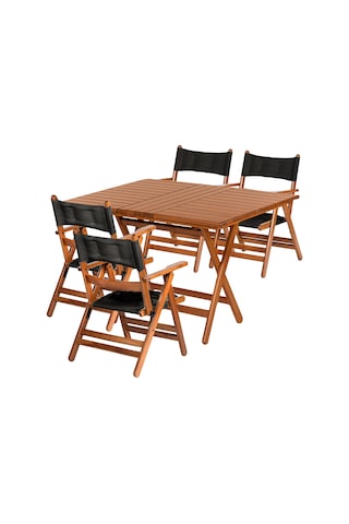Marmaris Minderli Ahşap Bahçe Takımı: 70X120 Masa + 4 Sandalye Beyaz