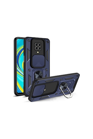 Teleplus Xiaomi Redmi Note 9s Kılıf Magnetik Standlı Kamera Korumalı Slide Sürgülü Cover Kapak