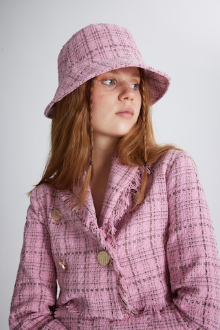 Holly Lolly Tüvit Kumaş Logolu Bucket Tweed Şapka Pembe