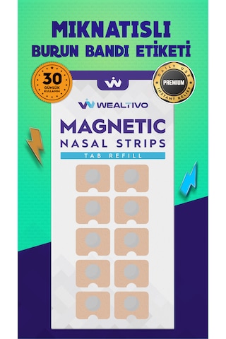 30 Çift 60 Adet Mıknatıslı Burun Bandı Yedek Bant - Refill Pake