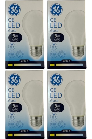 General Electric 8w 2700k Sarı Işık E27 Duylu Led Cam Ampul 4 Adet
