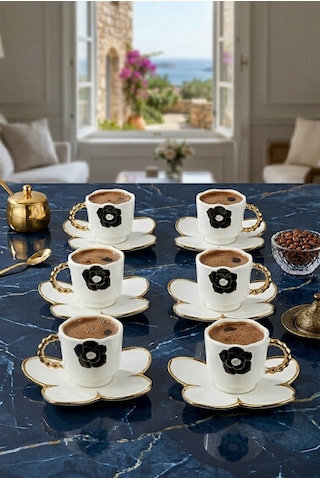 Acar Charlotte 6 Kişilik Kahve Fincanı Takımı 90 Ml 09363 Siyah