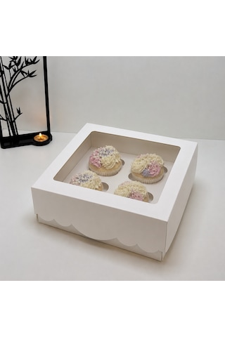 Geniş Aralıklı 4 Lü Cupcake Kutusu Geniş Aralıklı 4 Lü Cupcake Kutusu