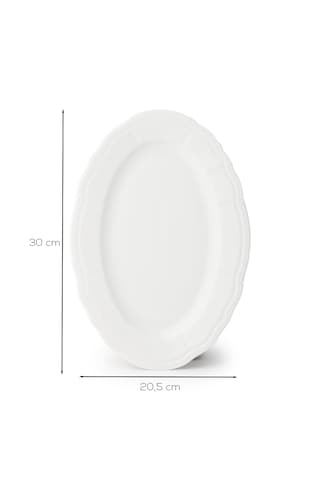 Porsima 4447 Tiffany Porselen Kayık Tabak Seti - Oval Kahvaltılık Sunumluk Seti 30cm Beyaz