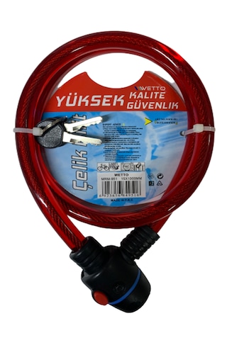 Kalın Bisiklet Ve Motorsiklet Kilidi 15 100cm Kırmızı