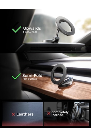 360 Dönebilen Magsafe Mıknatıslı Magnetik Stand Araç İçi Telefon Tutucu Wireless Şarj Yapmaz Siyah