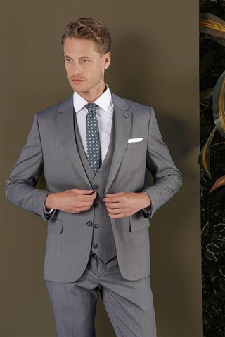 Efor Tk 877 Slim Fit Füme Klasik Takım Elbise Füme