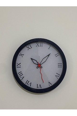 Roma Rakamlı Şık, Klasik Beyaz Ve Siyah Kasa Duvar Saati Siyah