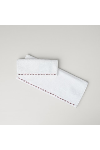 Linens Ribbon Pamuk 50x85 Cm Yüz Havlusu Beyaz Beyaz