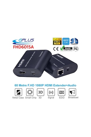 Gplus FHD6015A 60 M Full HD HDMI Extender Audio Ses Alıcı Verici