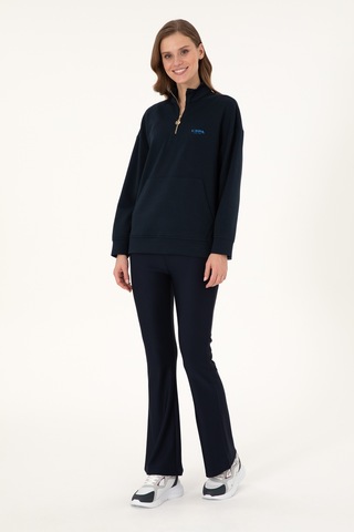 U.S. Polo Assn. Kadın Lacivert Dik Yaka Fermuarlı Sweatshirt 50297316-VR033