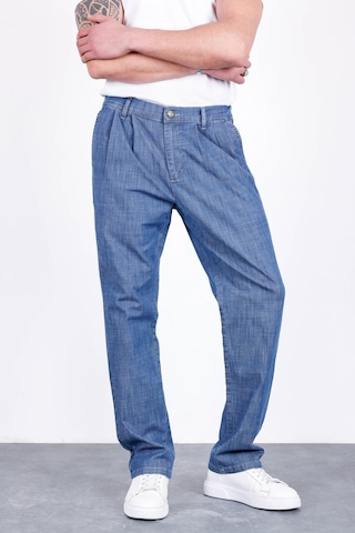 HLT Jeans Erkek Açık Mavi Yazlık Çift Pileli Rahat Kesim Beli Lastikli Bol Paça Baggy Pantolon Albert-1993