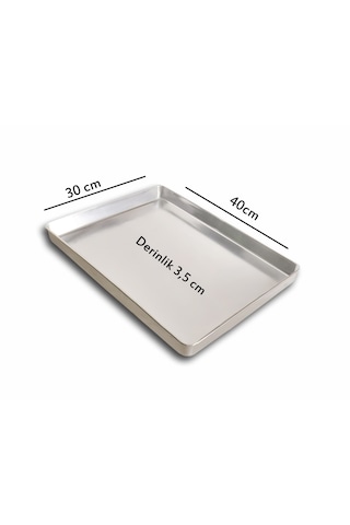 5 Adet - Tek Kullanımlık Alüminyum Tepsi - 30x40x3,5 Cm 185 Gr Gri