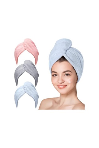 Saç Havlusu, Premium Mikrofiber Kumaş İle Yüksek Emicilik, Düğmeli Pratik Tasarım, Kadınlar İçin İdeal Saç Kurulama Havlusu, Duş Sonrası Kullanım İçin Hair Towel İle Uyumlu 4 Renk