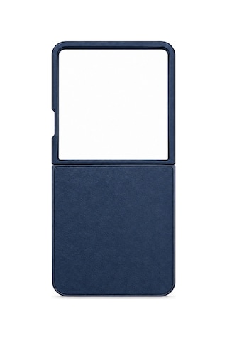 Microcase Samsung Galaxy Uyumlu Z Flip 8 İçin Deri Desenli Plastik Koruma Kılıf Lacivert - Al3156