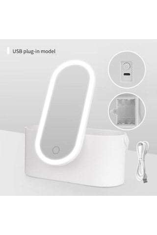Yifomall Usb Şarjlı Led Aydınlatmalı Makyaj Aynası Ve Saklama Kutusu, Yumuşak Işık İle Gerçek Makyaj Görünümü