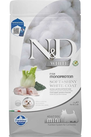 N&D White Mono Protein Balıklı Beyaz Renkli Küçük Irk Yetişkin Köpek Maması 2 KG