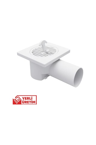 4 Lü Paket Plastik Yer Sifonu 10x10 Cm Kare Izgaralı 50 Mm Yandan Çıkışlı Abs Plastik Yer Süzgeci