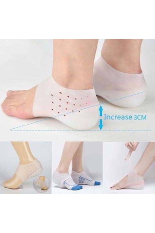 Boy Uzatıcı Topuk Yükseltici Silikon Unisex Topuk Çorabı Gizli Topuk