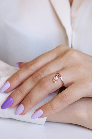 Argentum Concept 925 Ayar Gümüş Sallantılı Balık Figürlü Rose Yüzük - Y024201