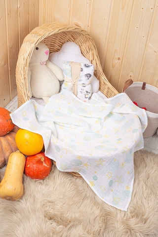 Luckka 3'lü Çok Amaçlı Müslin Örtü Seti - 75x75 Cm - Ztc200 Ekru Ekru