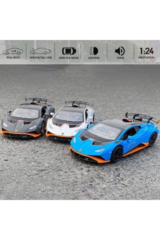 1/24 Ölçek Diecast Metal Lamborghini Huracan Sto Tasarımlı Spor Araba Kapıları Açılan Model Araba