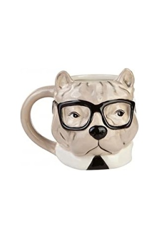 483 Ml Kapasiteye Sahip Bulldog Figürlü Mug Açık Ahşap