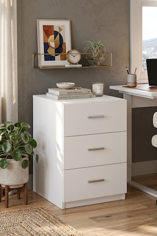 Yurudesign Vario C 3 Çekmeceli Keson Ofis Masası Altı Dolabı Yazıcı Sehpası Beyaz