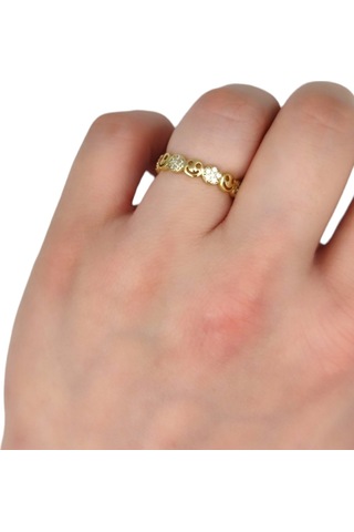 Xupıng Taşlı Güler Yüz Yüzük Gold - 12 Beyaz