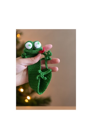 Amigurumi El Yapımı Kurbağa Kitap Ayracı Yüksek Kaliteli Malzeme, Detaylı İnce İşçilik