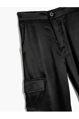 Koton Jogger Paraşüt Pantolon Kargo Cepli Viskon Kumaş Siyah 5wkg40015aw Siyah