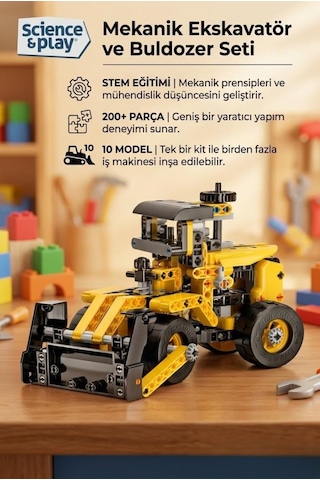 Lisanslı Clemento-ni Mekanik Laboratuvarı Dozer Ve 10 Farklı Model 200+ Parça Yapı Oyuncak Seti